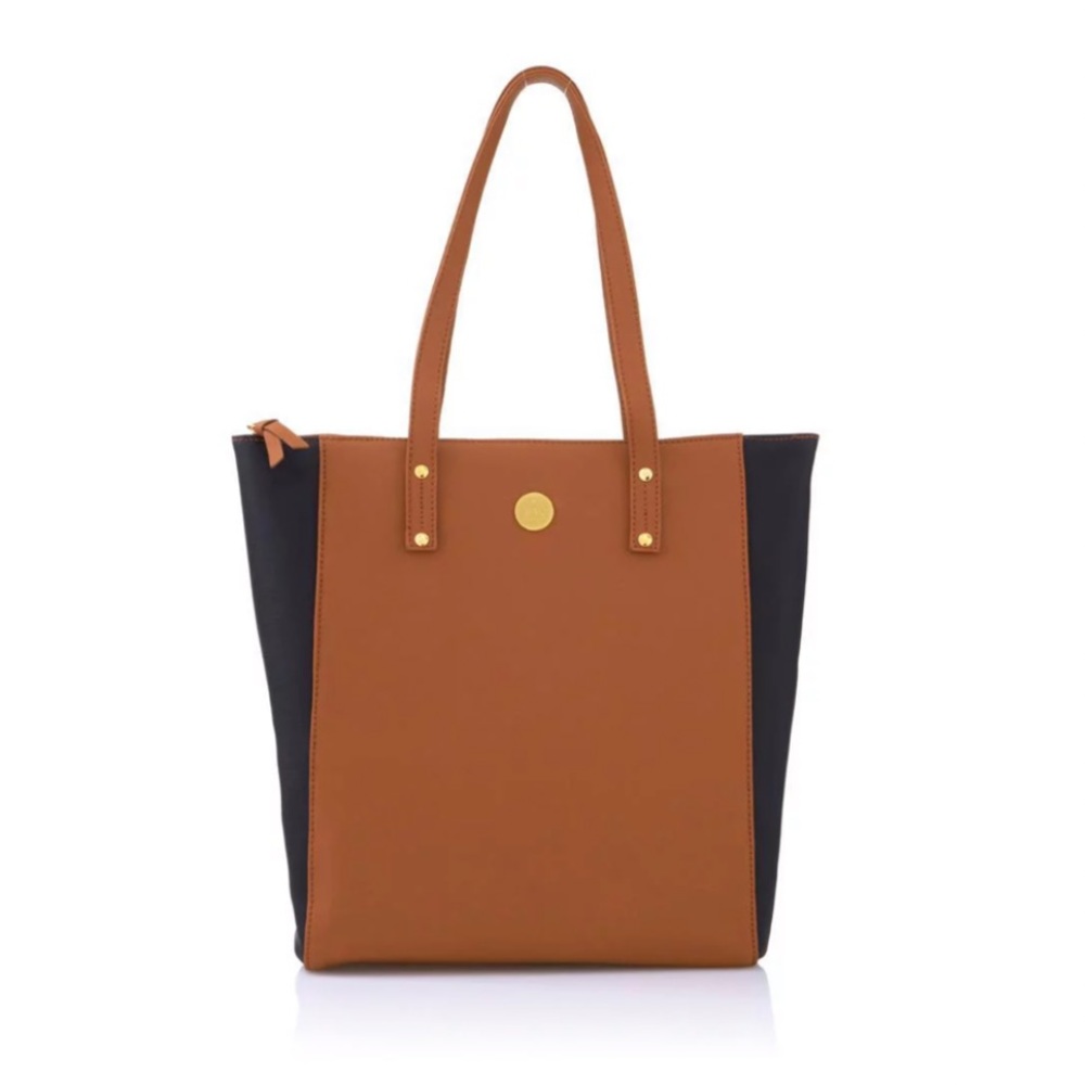 Brown and Black Leather Tote